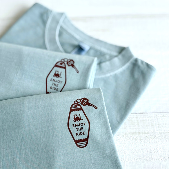 フォークリフトキータグTシャツ（ヴィンテージミントブルー）【在庫限り】 1枚目の画像