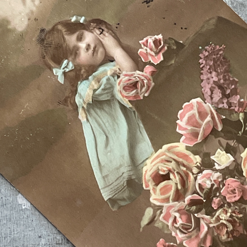 アンティークポストカード5種セット セピア・モノクロ写真（少年 少女