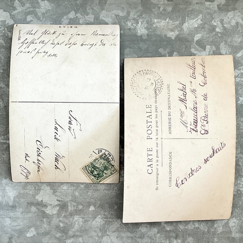 アンティークポストカード5種セット セピア・モノクロ写真（少年 少女