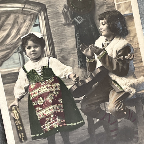 アンティークポストカード5種セット セピア・モノクロ写真（少年