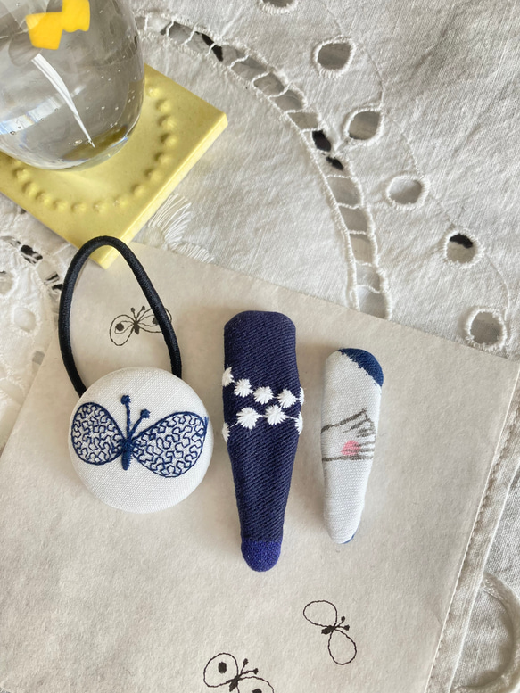 ミナペルホネンchoucho パッチンピン3点セットハンドメイド