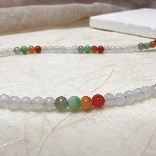 本翡翠 ミャンマー (A貨）氷種ヒスイネックレス無処理無着色