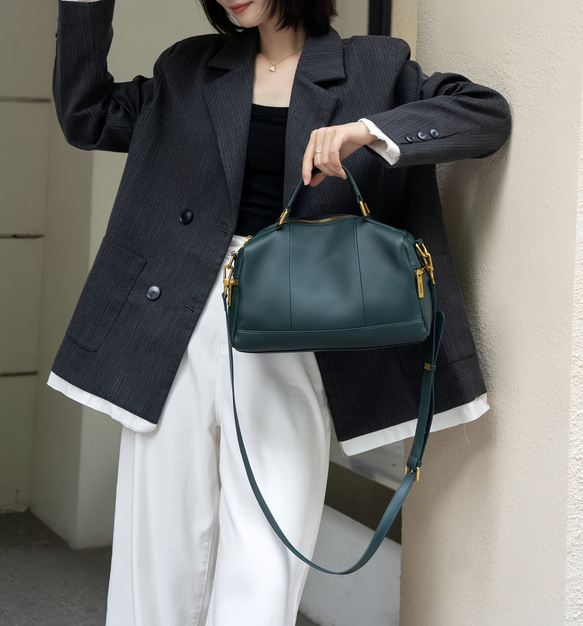 優雅な気質 ! •黒/カーキ/カラメル/緑/3WAY•4色•厚手な天然軟めな牛革ハンドバッグ•牛革ショルダーバッグ 8枚目の画像