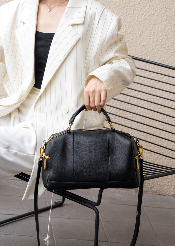 優雅な気質 ! •黒/カーキ/カラメル/緑/3WAY•4色•厚手な天然軟めな牛革ハンドバッグ•牛革ショルダーバッグ 4枚目の画像