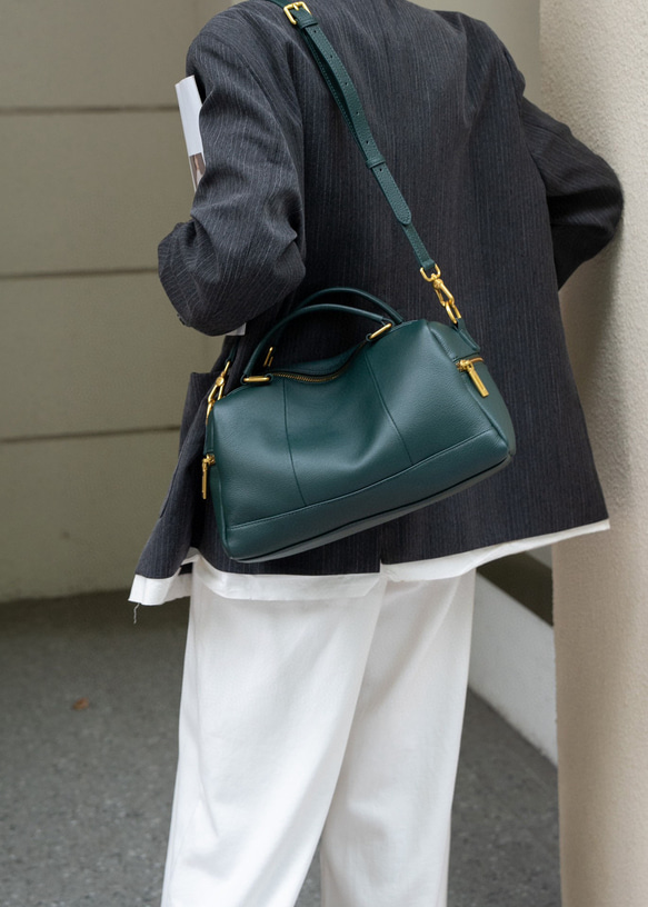 優雅な気質 ! •黒/カーキ/カラメル/緑/3WAY•4色•厚手な天然軟めな牛革ハンドバッグ•牛革ショルダーバッグ 12枚目の画像