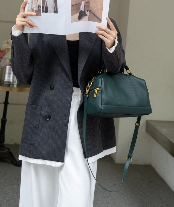 優雅な気質 ! •黒/カーキ/カラメル/緑/3WAY•4色•厚手な天然軟めな牛革ハンドバッグ•牛革ショルダーバッグ 5枚目の画像