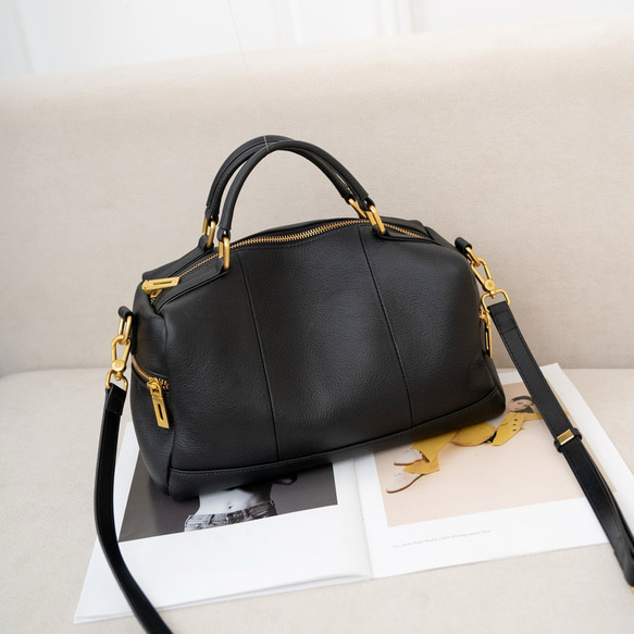 優雅な気質 ! •黒/カーキ/カラメル/緑/3WAY•4色•厚手な天然軟めな牛革ハンドバッグ•牛革ショルダーバッグ 16枚目の画像