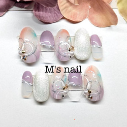 振袖ニュアンスフラワーオーダーチップ 着物和柄成人式卒業式ネイル