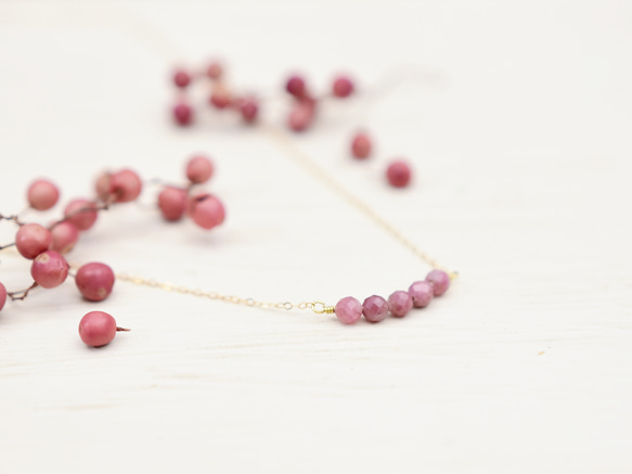 【 14kgf ネックレス 】 ピンクトルマリン ペッパーベリー 天然石 ・ 10月誕生石　秋の誕生石2025 1枚目の画像