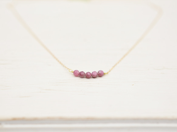 【 14kgf ネックレス 】 ピンクトルマリン ペッパーベリー 天然石 ・ 10月誕生石　秋の誕生石2025 2枚目の画像
