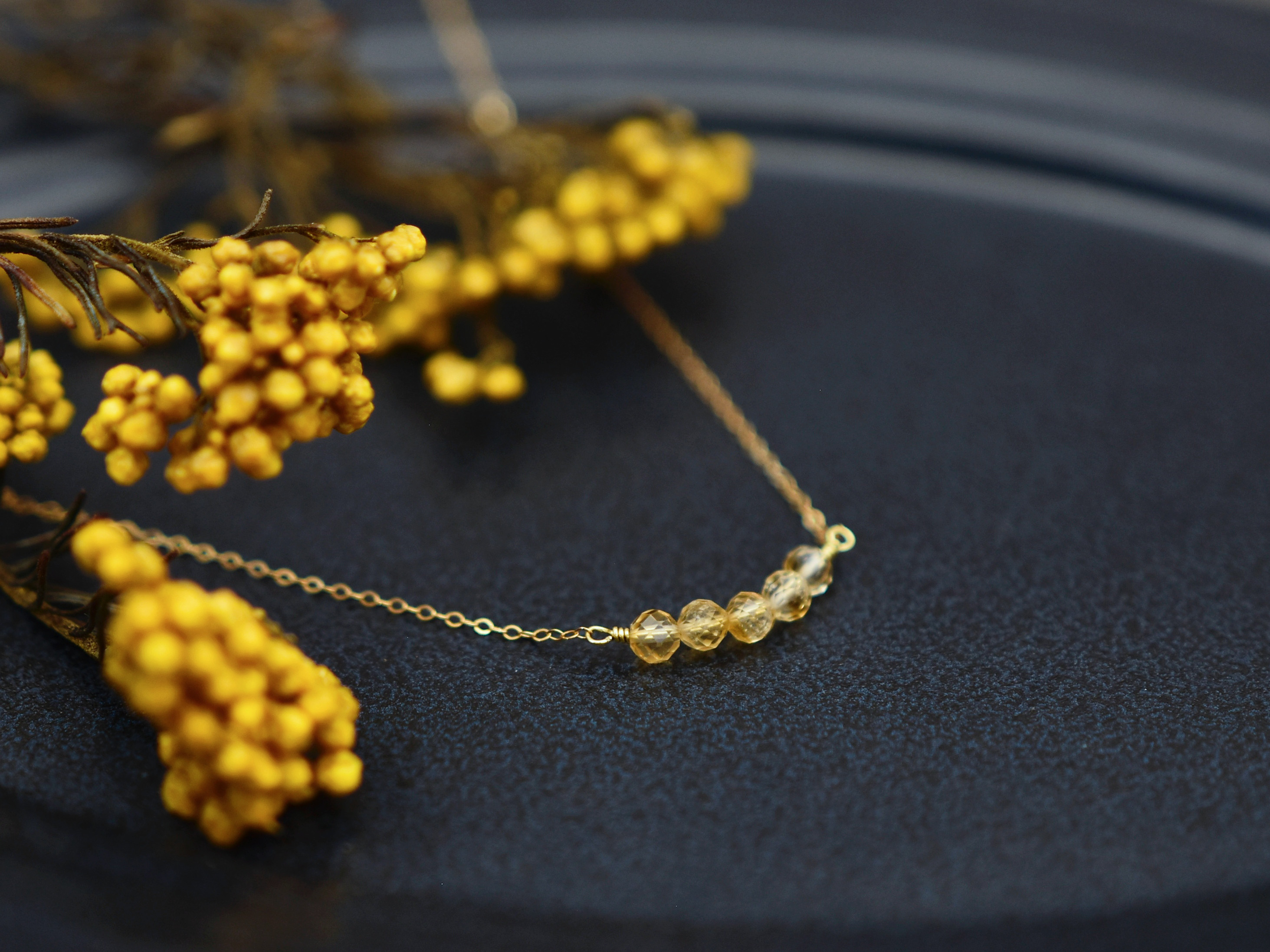 【 14kgf ネックレス 】 はちみつ ハニー シトリン 天然石・11月誕生石　秋の誕生石2025