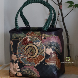 ⭐️一閑張りバッグ⭐️花モチーフ小⭐️ かごバッグ 工芸作家 *peri