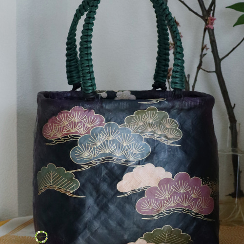 ☆新作☆一閑張りバッグ☆豪華鼓松文様☆ かごバッグ 工芸作家