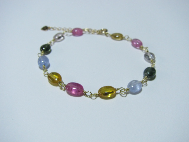 K18YG*高品質マルチカラーサファイアのブレスレット