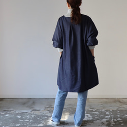 岡山児島デニムで魅せる、割烹着／8オンスくったりソフトデニムエプロン／インディゴ・ブルー 9枚目の画像