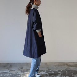 岡山児島デニムで魅せる、割烹着／8オンスくったりソフトデニムエプロン／インディゴ・ブルー 10枚目の画像