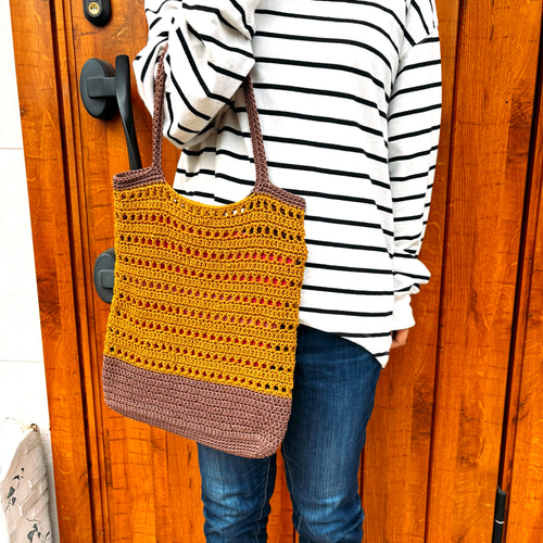 2025年春新作】A4サイズがすっぽり入る＊丈夫な手編みのトート