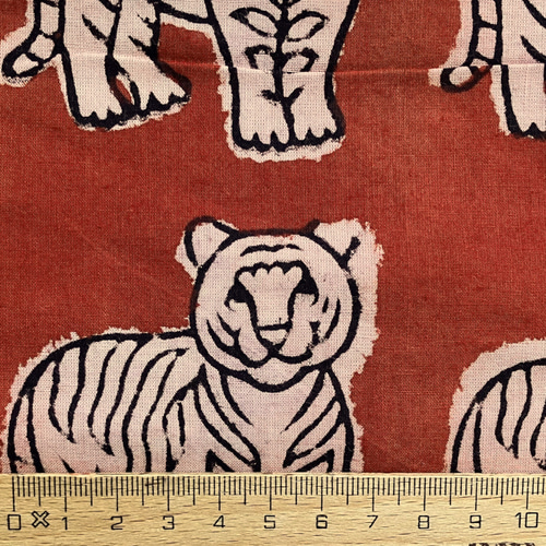 インド ブロックプリント生地 [30cm単位切売] Bagru タイガー03