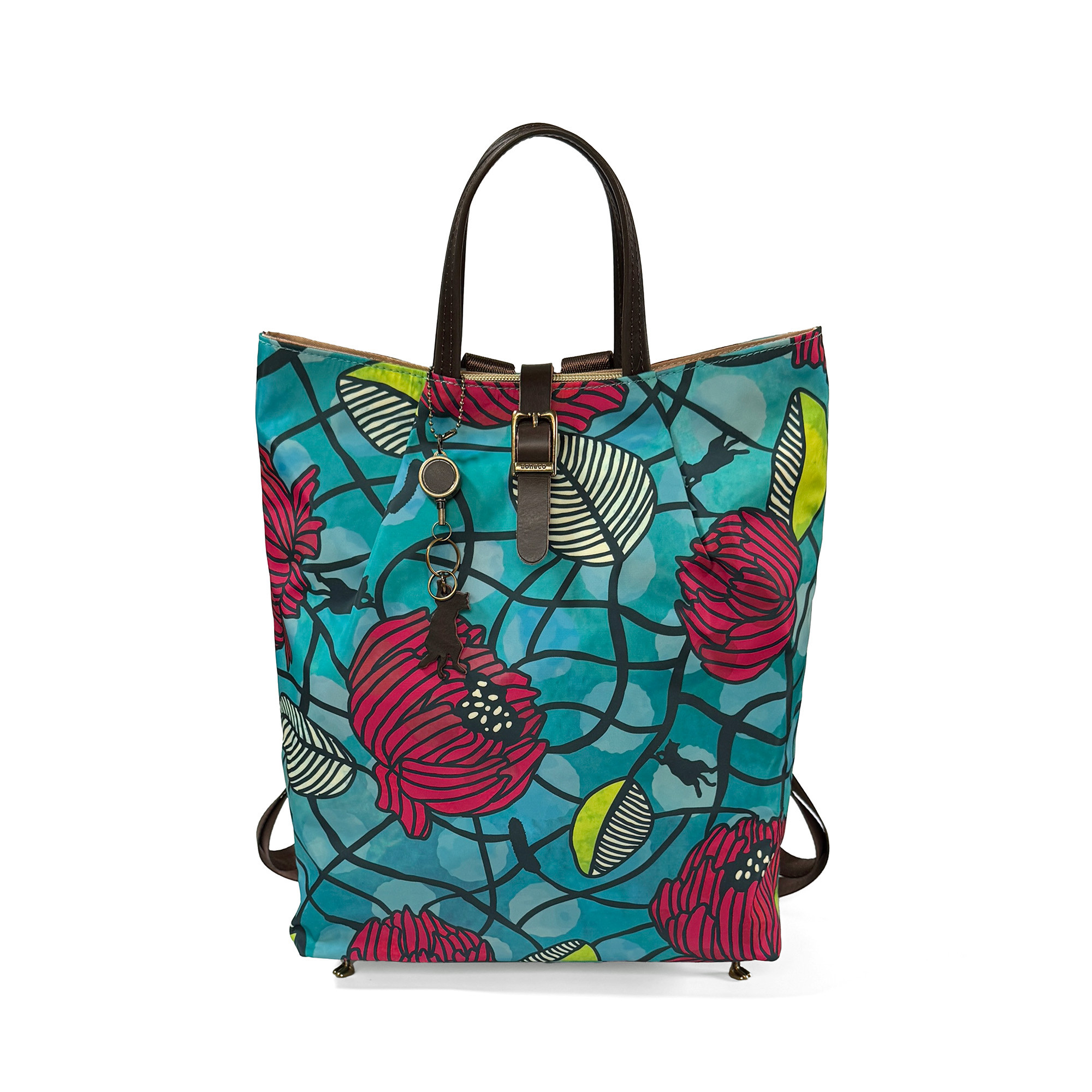 ネコ足ファブリックリュック ブルー<寄付チケット￥1,450付>aj005