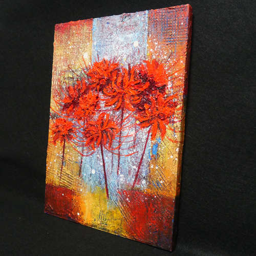 油絵(花) 油絵 油彩 油彩画 絵 絵画 【彼岸花】 絵画 HR 通販 19107820