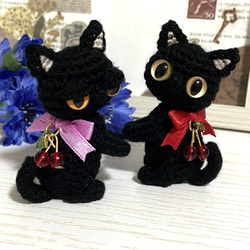 選べるリボンぺったんこやさぐれ黒猫あみぐるみ【受注製作品】 10枚目の画像