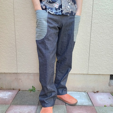 ジャガードデニムウォバッシュデカポケパンツ（ポケット裏使い）