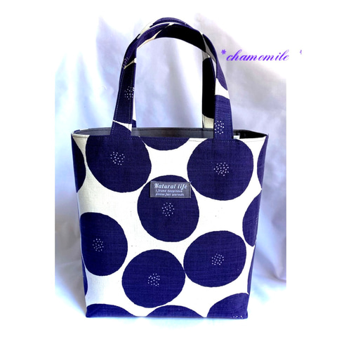 バ*ナ様 コヤンイサムチョン☆ミニトートバッグ　英字ネイビー&デニム柄　お昼寝ね バ*ナ様 コヤンイサムチョン☆ミニトートバッグ 英字ネイビー