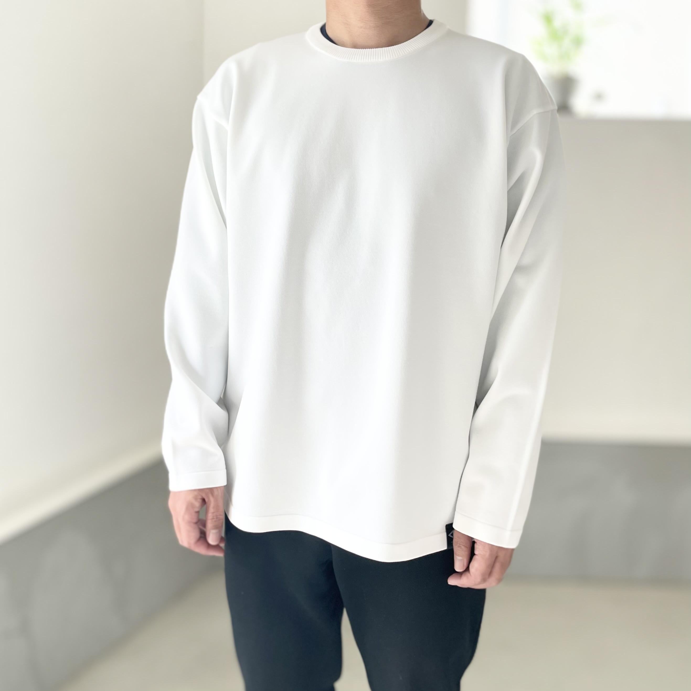 『2025新作』【ユニセックス】ロングスリーブ ニットTシャツ【ホワイト】