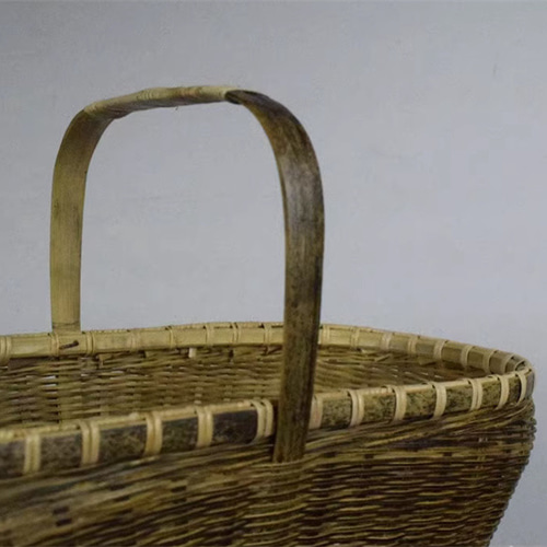 未使用 国産 竹かご 竹籠 取っ手付き バスケット バッグ ケース 竹細工 未使用 国産 竹かご 竹籠 取っ手付き バスケット バッグ ケース 竹細工