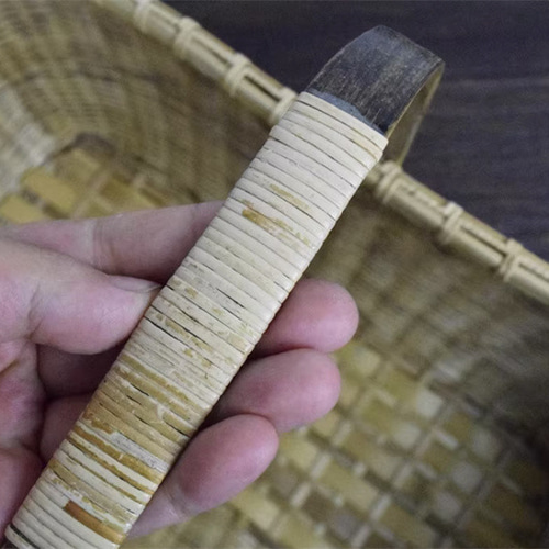 母の日 紫竹 虎竹スクエア手付き籠 温泉かご 買い物かご 収納カゴ 竹製