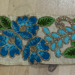 インド刺繍リボンブルー　7cm巾 3枚目の画像