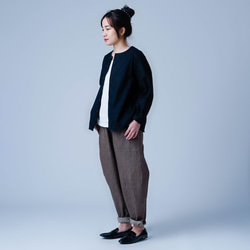 【soco】洗練されたシルエットが上品で素敵 ノーカラー カーディガン ／ 黒 h025d-bck1 14枚目の画像