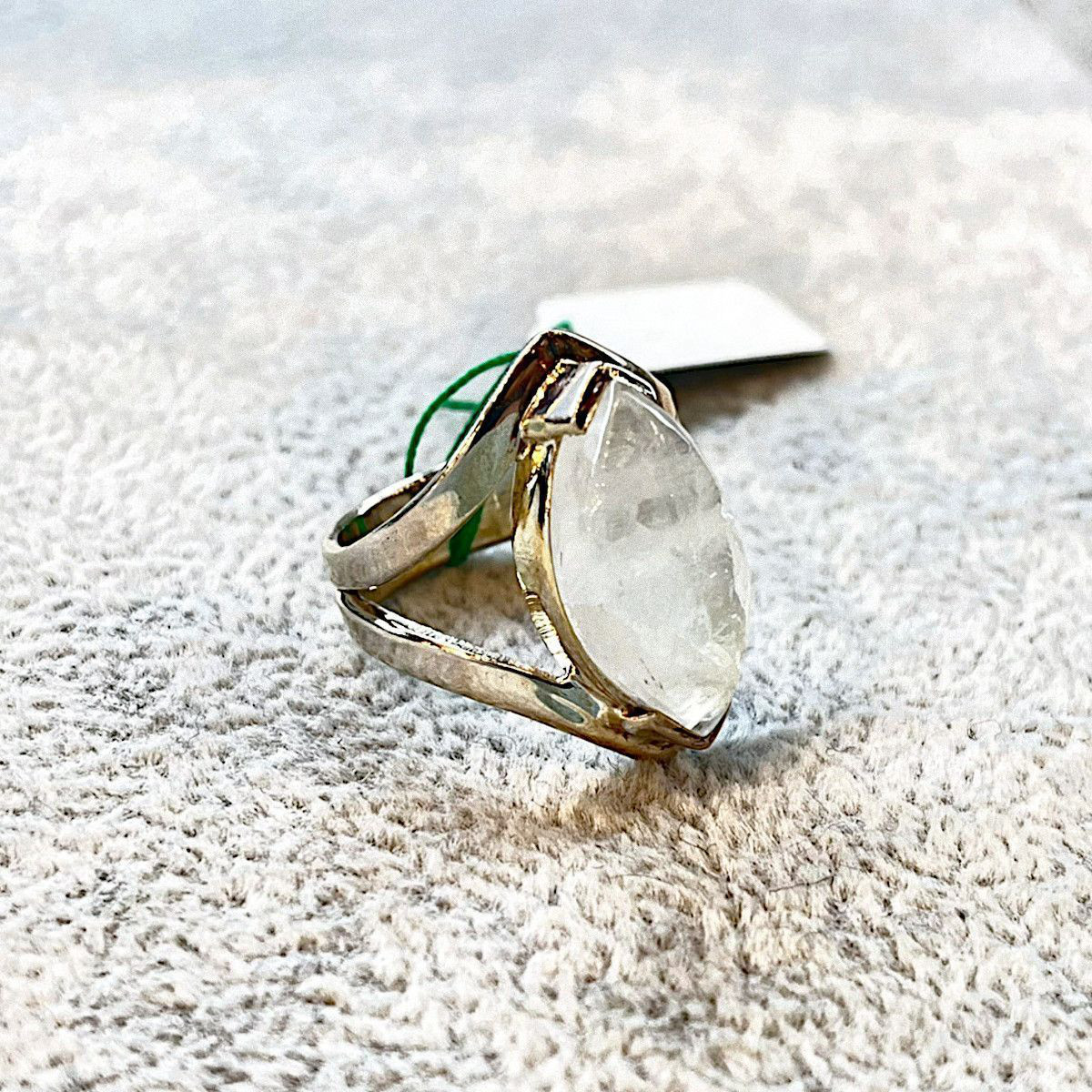 シルバーリング ムーンストーン 18号 天然石 シルバー925 メンズ シア―効果 ハンドメイド 一点もの ホワイト