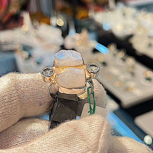 ムーンストーン デザインリング 天然石 シルバー925 18号 メンズ