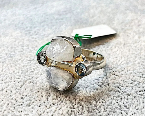 ムーンストーン デザインリング 天然石 シルバー925 18号 メンズ