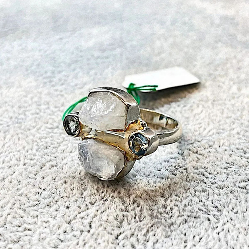 ムーンストーン デザインリング 天然石 シルバー925 18号 メンズ