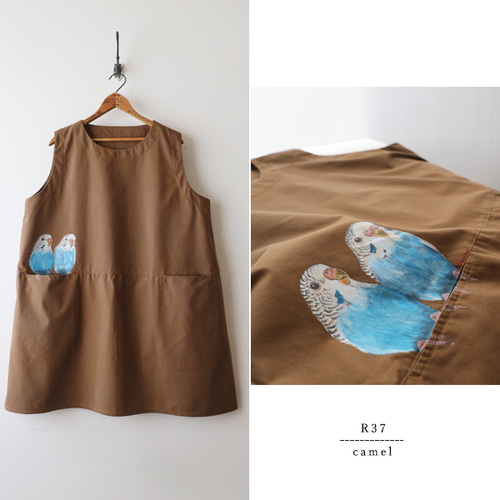 芸術の秋／最終SALE 手描き ポケットからひょっこりインコ鳥