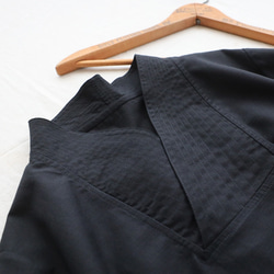 ⁂ラスト５　夏ＳＡＬＥ　上質ギマ擬麻コットン　和装　重ね襟　Vネック シャツ チュニック ゆったり ブラック R43C 3枚目の画像