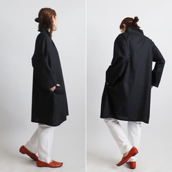 ⁂ラスト５　夏ＳＡＬＥ　上質ギマ擬麻コットン　和装　重ね襟　Vネック シャツ チュニック ゆったり ブラック R43C 6枚目の画像