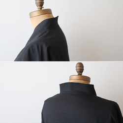 ⁂ラスト５　夏ＳＡＬＥ　上質ギマ擬麻コットン　和装　重ね襟　Vネック シャツ チュニック ゆったり ブラック R43C 4枚目の画像