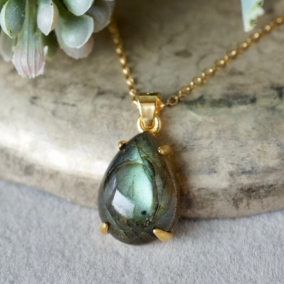 ラブラドライト ペンダントトップ 18kgp（ヘアライン加工）sv925