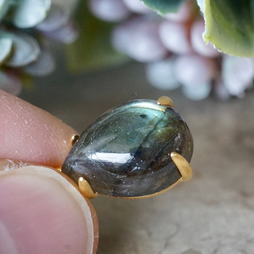 ラブラドライト ペンダントトップ 18kgp（ヘアライン加工）sv925