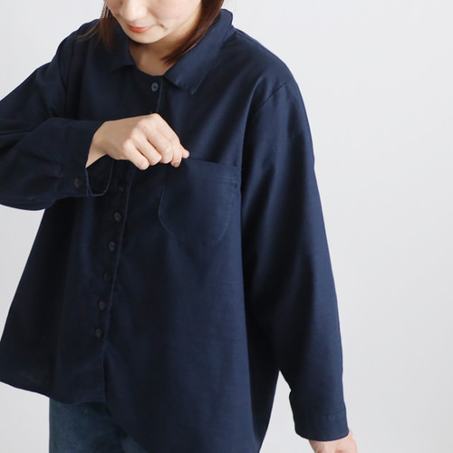 MACHATT ラウンドヘムシャツ（ブラック）美品 秋支度SALE 上質ギマ擬麻コットン 変形ラウンドヘム 裾