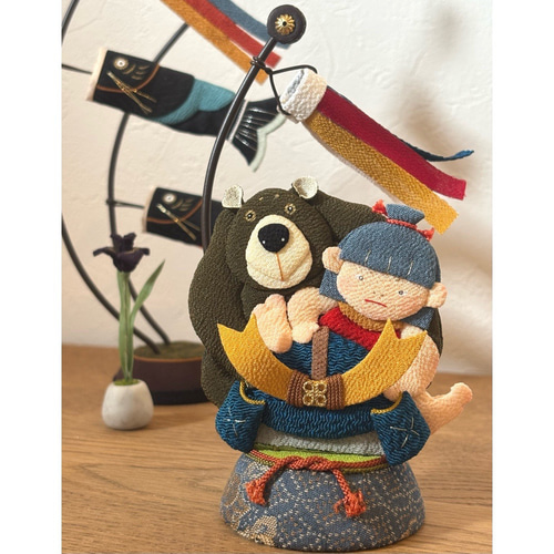 五月人形【勇往邁進】金太郎 兜 端午の節句 こどもの日 熊 ちりめん