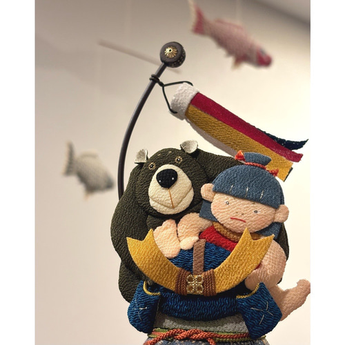 五月人形【勇往邁進】金太郎 兜 端午の節句 こどもの日 熊 ちりめん