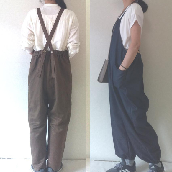 【張り合せなし型紙】大人 サロペットパンツ　S~5L 3枚目の画像
