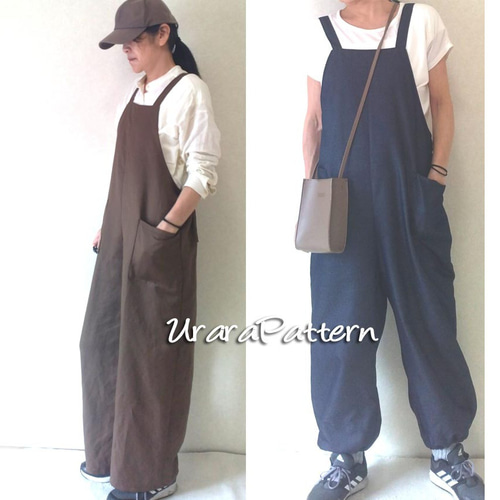 張り合せなし型紙】大人 サロペットパンツ S~5L 型紙