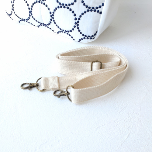 ミナペルホネン タンバリン[white×navy]とリネン 2wayトートバッグ