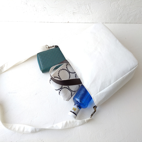 ミナペルホネン タンバリン[white×navy]とリネン 2wayトートバッグ