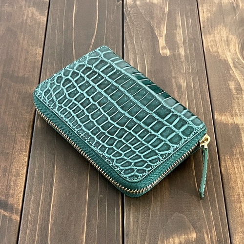 クロコダイル ミドルウォレット クロコダイル ミドルウォレット アッシュグリーン 長財布 CUERO
